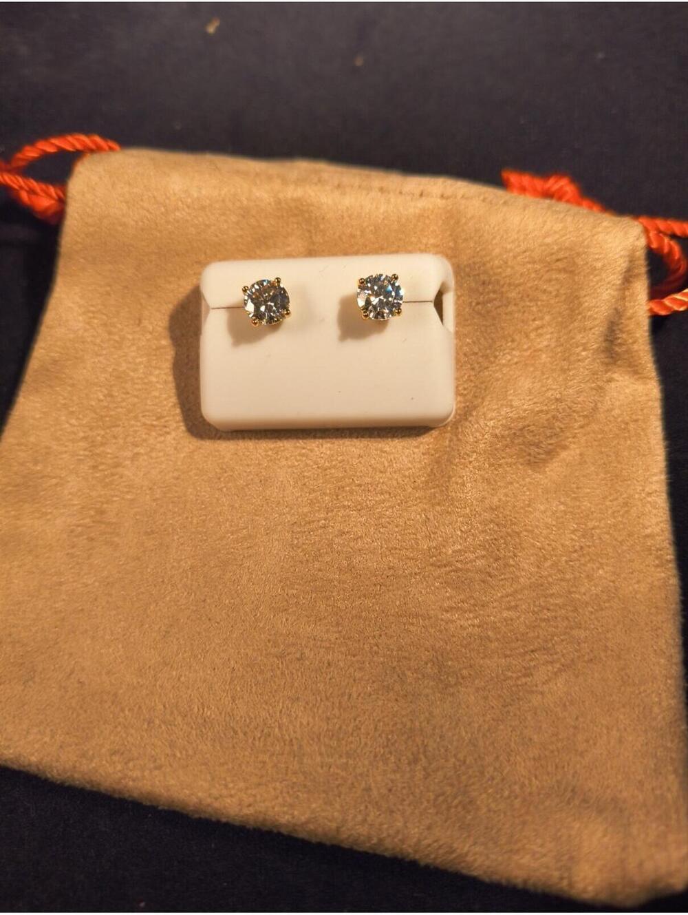 2 ctw Moissenite Studs 18k Gold Romeau Over .925 Sterling Silver